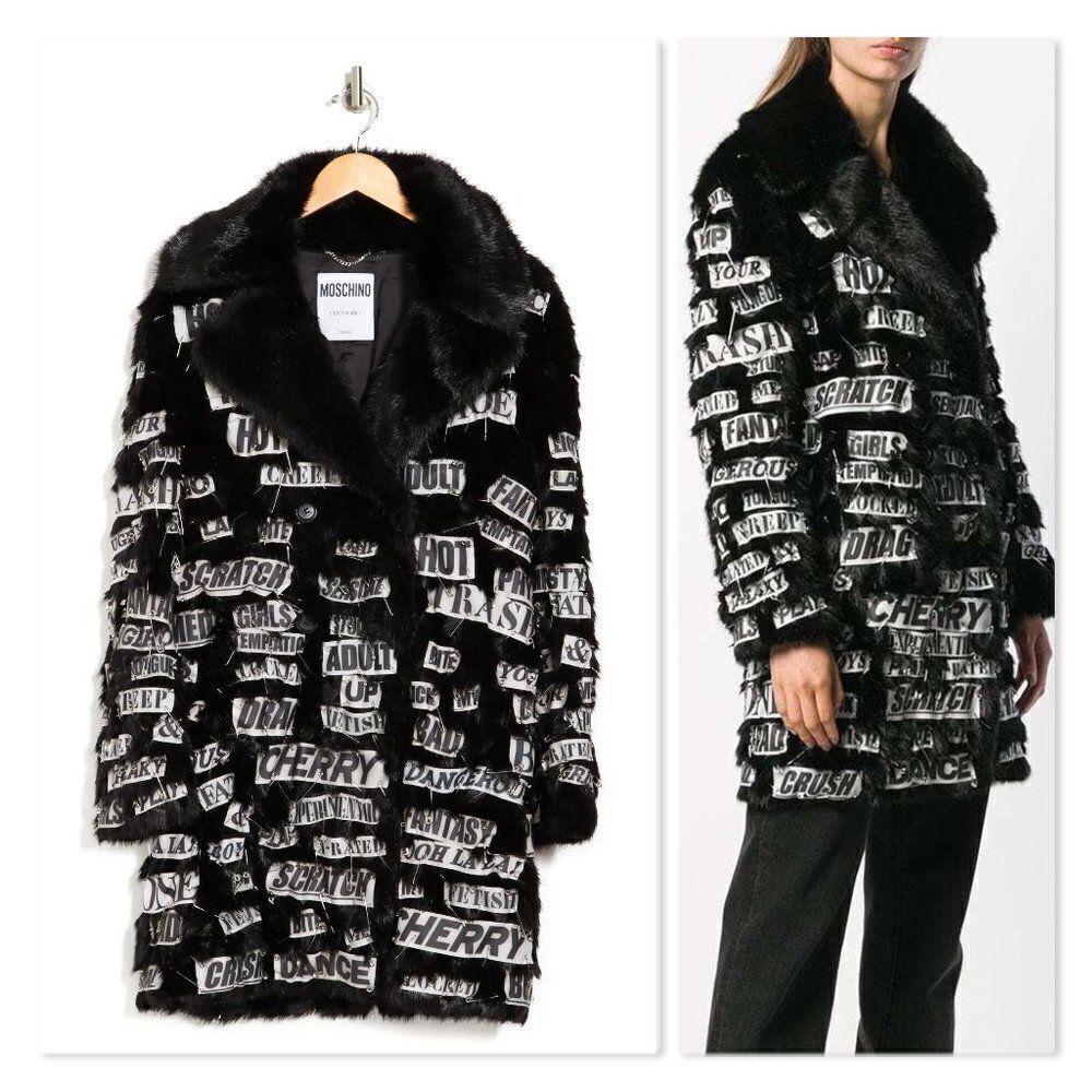 NEW! Moschino Couture Faux Fur Long Over Coat size 8 US/42 IT